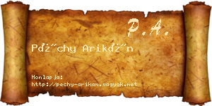 Péchy Arikán névjegykártya